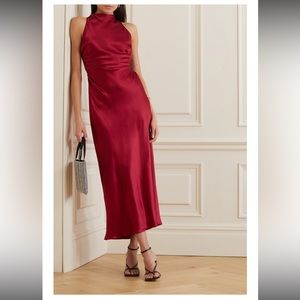 Reformation Casette Silk Midi Dress in Red